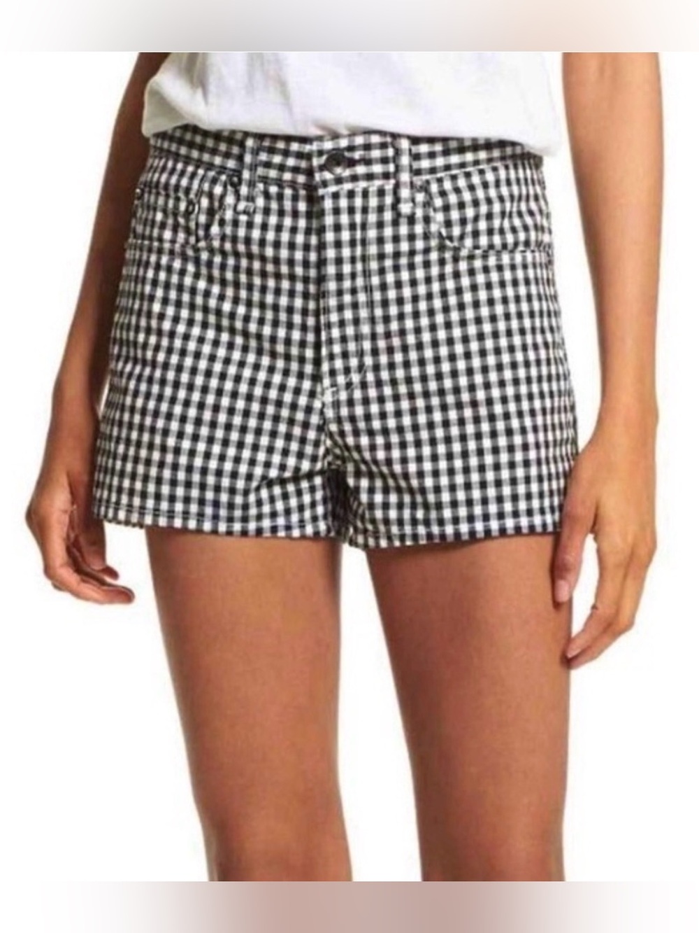 rag & bone Justine Black and White Gingham Shorts (Size 29)